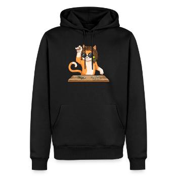 Funny Rasta Cat Dealing Weed Smoking Cannabis - Männer Premium Bio Hoodie - Schwarz - Vorne - Nico (187cm)