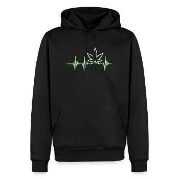 Cannabis Heartbeat ECG Weed Lover Hemp Leaf - Männer Premium Bio Hoodie - Schwarz - Vorne - Nico (187cm)