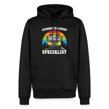Chauffeur d’autobus scolaire spécialiste de la prestation de services aux étudiants - Sweat à capuche Premium bio Homme - noir - Devant - Nico (187cm)