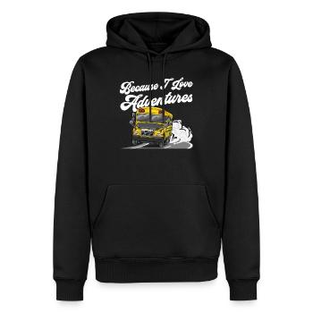 Because I Love Adventures Funny School Bus Driver - Men’s Premium Organic Hoodie - black - Front - Nico (187cm)