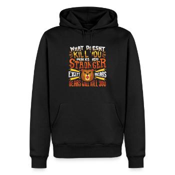 Ce qui ne vous tue pas vous rend plus fort en camping - Sweat à capuche Premium bio Homme - noir - Devant - Nico (187cm)