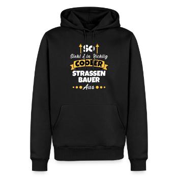 So Sieht Ein Richtig Cooler Steinmetz aus - Männer Premium Bio Hoodie - Schwarz - Vorne - Nico (187cm)