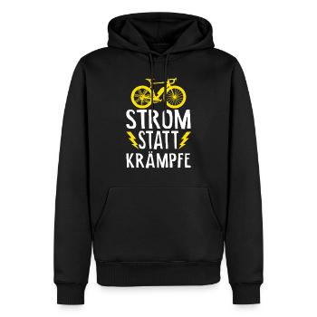 E-Bike Elektrofahrrad E-Biker - Männer Premium Bio Hoodie - Schwarz - Vorne - Nico (187cm)
