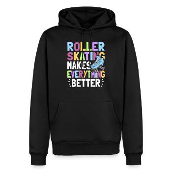 ROLLER SKATING MAKES EVERYTHING BETTER - Männer Premium Bio Hoodie - Schwarz - Vorne - Nico (187cm)