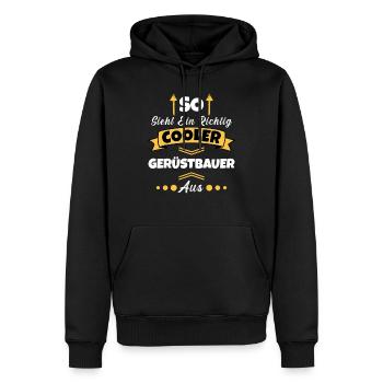So Sieht Ein Richtig Cooler Metallbauer aus - Männer Premium Bio Hoodie - Schwarz - Vorne - Nico (187cm)