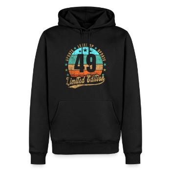Mise à jour Level Up 49 Ans Édition Limitée Rétro - Sweat à capuche Premium bio Homme - noir - Devant - Nico (187cm)