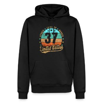Mise à jour Level Up 37 ans Édition Limitée Rétro - Sweat à capuche Premium bio Homme - noir - Devant - Nico (187cm)