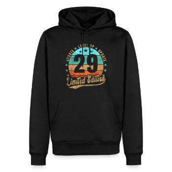 Mise à jour Level Up 29 Ans Édition Limitée Rétro - Sweat à capuche Premium bio Homme - noir - Devant - Nico (187cm)