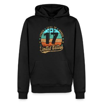 Mise à jour Level Up 17 Ans Édition Limitée Rétro - Sweat à capuche Premium bio Homme - noir - Devant - Nico (187cm)