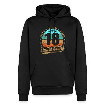 Update Level Up 18 Jahre Limited Edition Retro - Männer Premium Bio Hoodie - Schwarz - Vorne - Nico (187cm)