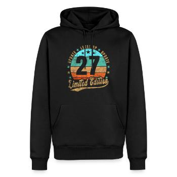 Mise à jour Level Up 27 Ans Édition Limitée Rétro - Sweat à capuche Premium bio Homme - noir - Devant - Nico (187cm)