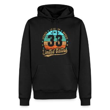 Update Level Up 33 Jahre Limited Edition Retro - Männer Premium Bio Hoodie - Schwarz - Vorne - Nico (187cm)