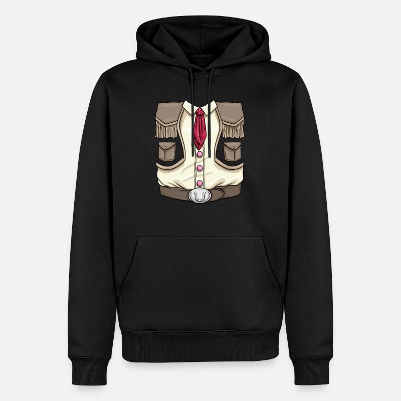 Costume Carnaval Carnaval Western Rodeo - Sweat à capuche Premium bio Homme - noir