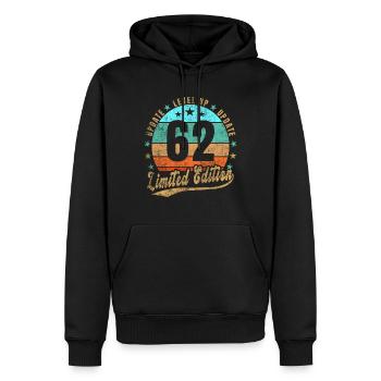 Mise à jour Level Up 62 Ans Édition Limitée Rétro - Sweat à capuche Premium bio Homme - noir - Devant - Nico (187cm)