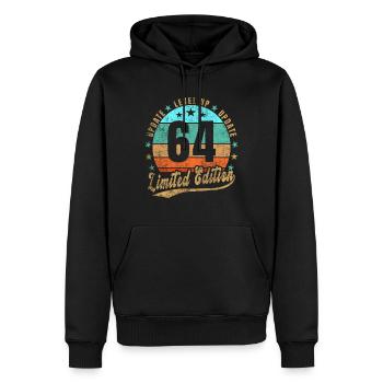 Mise à jour Level Up 64 Ans Édition Limitée Rétro - Sweat à capuche Premium bio Homme - noir - Devant - Nico (187cm)