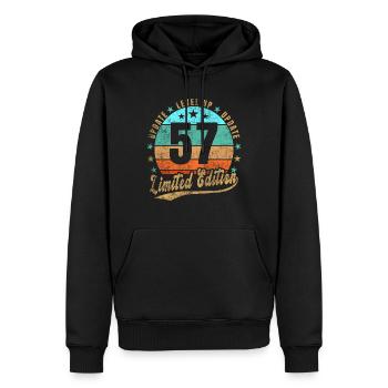Mise à jour Level Up 57 Ans Édition Limitée Rétro - Sweat à capuche Premium bio Homme - noir - Devant - Nico (187cm)