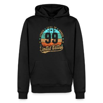 Update Level Up 99 Years Limited Edition Retro - Men’s Premium Organic Hoodie - black - Front - Nico (187cm)