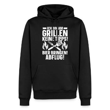 Ich Bin Am Grillen Keine Tipps Bier Bringen Abflug - Männer Premium Bio Hoodie - Schwarz - Vorne - Nico (187cm)