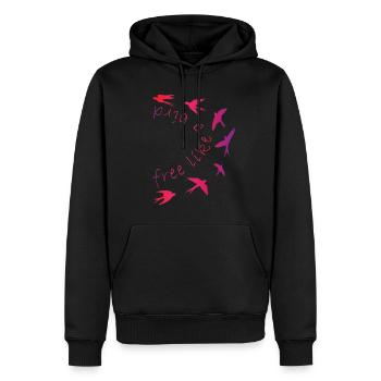 free like a bird - Männer Premium Bio Hoodie - Schwarz - Vorne - Nico (187cm)