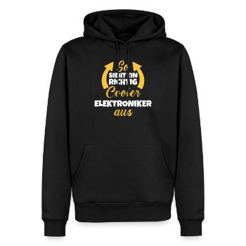 So Sieht Ein Richtig Cooler Elektroniker aus - Männer Premium Bio Hoodie - Schwarz - Vorne - Nico (187cm)