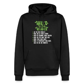 Hallo Ich Bin Veganer - Lustiger Veganer Spruch - Männer Premium Bio Hoodie - Schwarz - Vorne - Nico (187cm)