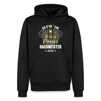 So Sieht Ein Richtig Cooler Hausmeister aus - Männer Premium Bio Hoodie - Schwarz - Vorne - Nico (187cm)