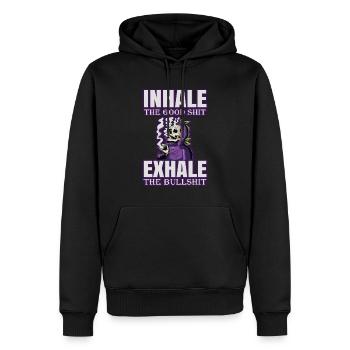 Inhaler la bonne merde expirer la connerie 420 Weed - Sweat à capuche Premium bio Homme - noir - Devant - Nico (187cm)