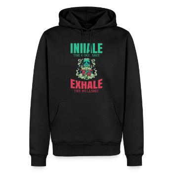 Inhaler la bonne merde expirer la connerie 420 Weed - Sweat à capuche Premium bio Homme - noir - Devant - Nico (187cm)