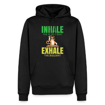 Inhaler la bonne merde expirer la connerie 420 Weed - Sweat à capuche Premium bio Homme - noir - Devant - Nico (187cm)