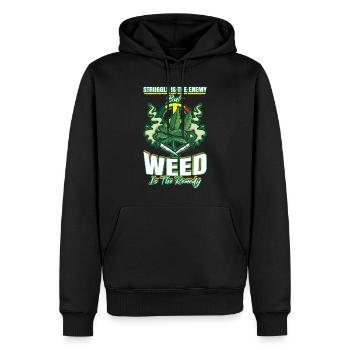 Struggle Is The Enemy But Weed Is The Remedy - Männer Premium Bio Hoodie - Schwarz - Vorne - Nico (187cm)