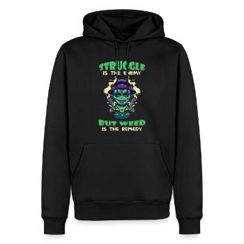Struggle Is The Enemy But Weed Is The Remedy - Männer Premium Bio Hoodie - Schwarz - Vorne - Nico (187cm)