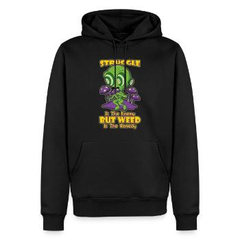 Struggle Is The Enemy But Weed Is The Remedy - Männer Premium Bio Hoodie - Schwarz - Vorne - Nico (187cm)