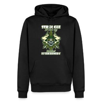 Struggle Is The Enemy But Weed Is The Remedy - Männer Premium Bio Hoodie - Schwarz - Vorne - Nico (187cm)
