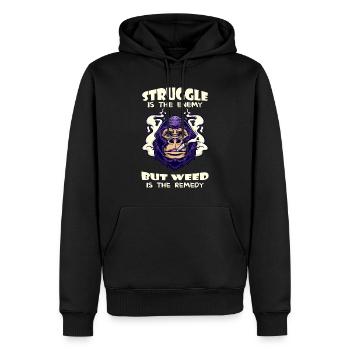 Struggle Is The Enemy But Weed Is The Remedy - Männer Premium Bio Hoodie - Schwarz - Vorne - Nico (187cm)