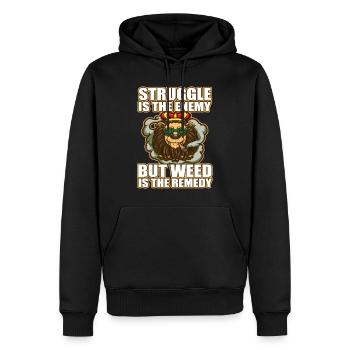 Struggle Is The Enemy But Weed Is The Remedy - Männer Premium Bio Hoodie - Schwarz - Vorne - Nico (187cm)