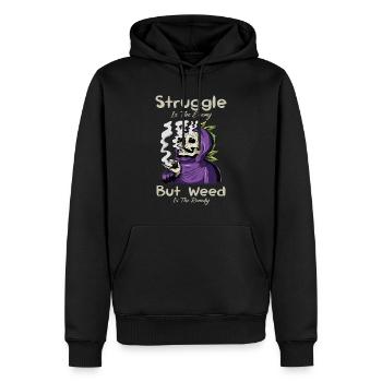 La lutte est l’ennemi, mais l’herbe est le remède - Sweat à capuche Premium bio Homme - noir - Devant - Nico (187cm)