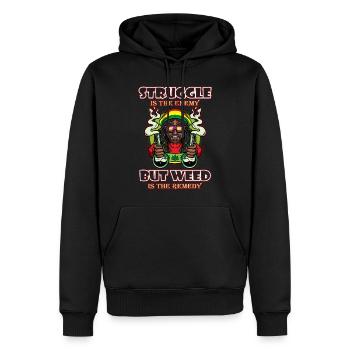 Struggle Is The Enemy But Weed Is The Remedy - Männer Premium Bio Hoodie - Schwarz - Vorne - Nico (187cm)