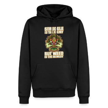 Struggle Is The Enemy But Weed Is The Remedy - Männer Premium Bio Hoodie - Schwarz - Vorne - Nico (187cm)