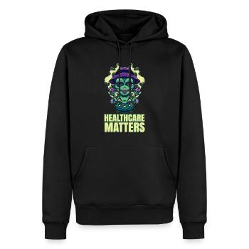 Healthcare Matters Cannabis Lover THC Medical Weed - Männer Premium Bio Hoodie - Schwarz - Vorne - Nico (187cm)