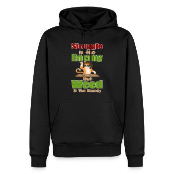 Struggle Is The Enemy But Weed Is The Remedy - Männer Premium Bio Hoodie - Schwarz - Vorne - Nico (187cm)