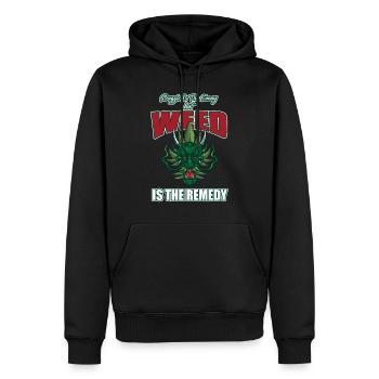 Struggle Is The Enemy But Weed Is The Remedy - Männer Premium Bio Hoodie - Schwarz - Vorne - Nico (187cm)