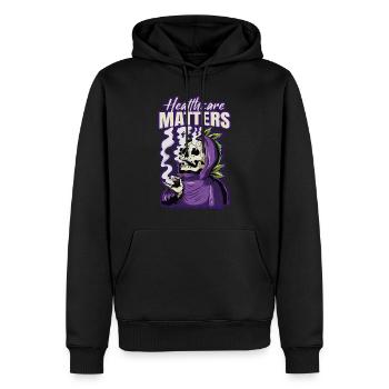 Healthcare Matters Cannabis Lover THC Medical Weed - Männer Premium Bio Hoodie - Schwarz - Vorne - Nico (187cm)