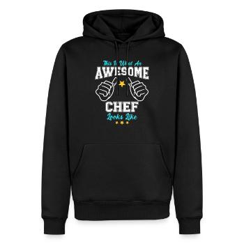 Voici à quoi ressemble un chef génial - Sweat à capuche Premium bio Homme - noir - Devant - Nico (187cm)