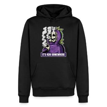 It's 420 Somewhere Cannabis Weed Smoking THC Ganja - Männer Premium Bio Hoodie - Schwarz - Vorne - Nico (187cm)