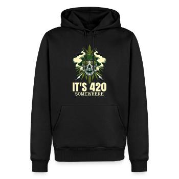 C’est 420 Somewhere Cannabis Weed Smoking THC Ganja - Sweat à capuche Premium bio Homme - noir - Devant - Nico (187cm)