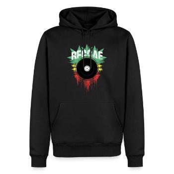 Musique Reggae Vinyle et Couleurs Vert Jaune Rouge - Sweat à capuche Premium bio Homme - noir - Devant - Nico (187cm)