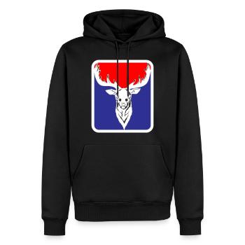 Hunter Funny Roebuck Deer Logo | Les couleurs peuvent être changées - Sweat à capuche Premium bio Homme - noir - Devant - Nico (187cm)