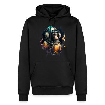 Space Ape, Abdruck eines Affen im Astronautenanzug. - Männer Premium Bio Hoodie - Schwarz - Vorne - Nico (187cm)