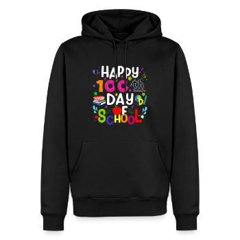 100 jours d’école - Joyeux 100e jour d’école - Sweat à capuche Premium bio Homme - noir - Devant - Nico (187cm)