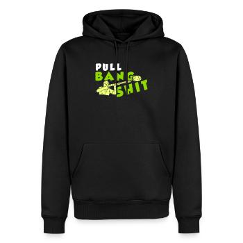 Pull Bang Shit Skeet Shooting Shooter - Men’s Premium Organic Hoodie - black - Front - Nico (187cm)